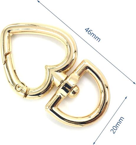 YIXI-SBest 20Pcs 3/4 inch Heart Shape Swivel Buckles Heavy Duty Metal Push Gate Swivel Lobster Clasp Keychain Clip with D Rings Purse Making Accessories (Antique Brass) in Saudi Arabia