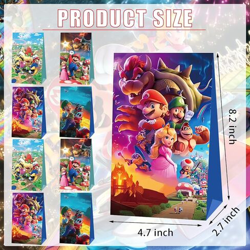 24 Packs Mario Party Gift Bags, Mario Gift Bags Party Supplies for Kids Party, Mario Birthday Decoration Gift Bags Well for Girls or Boys in Saudi Arabia