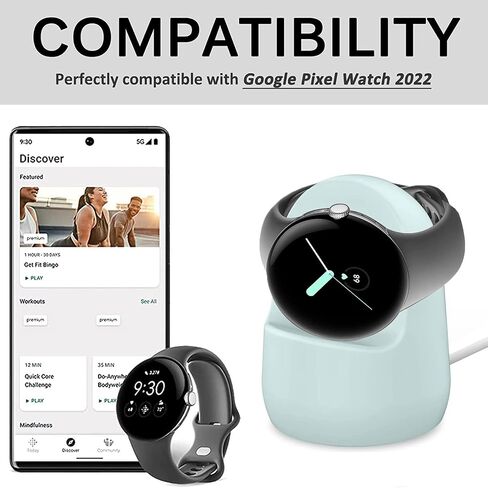 Miimall Charger Stand Compatible with Google Pixel Watch Charger, Non-Slip Silicone Charger Base Holder with Cable Management Slot Charging Station for Google Pixel Watch 2022（Black） in Saudi Arabia