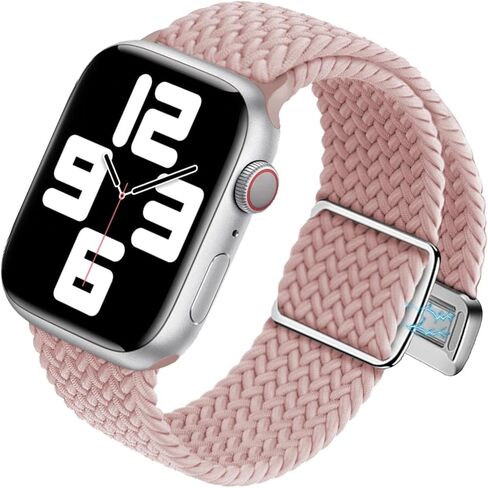 Abanen Braided Elastic Nylon Watch Band Compatible with Apple Watch 38mm 40mm 45mm 49mm for Women Men, Loop Soft Stretchy Wristband Strap with Magnetic Closure for iWatch SE Series 8/7/6/5/4/3/2/1 in Saudi Arabia