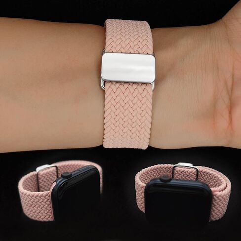 Abanen Braided Elastic Nylon Watch Band Compatible with Apple Watch 38mm 40mm 45mm 49mm for Women Men, Loop Soft Stretchy Wristband Strap with Magnetic Closure for iWatch SE Series 8/7/6/5/4/3/2/1 in Saudi Arabia