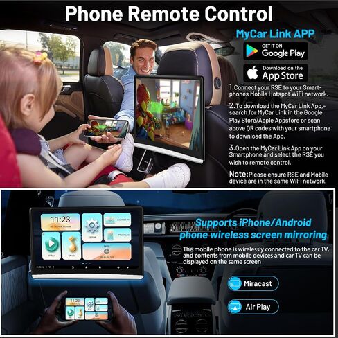 13.3 Inch 2G+32G Android 11 Car Headrest Video Player,Rear Seat Car TV with 4K IPS Touch Screen Monitor,Car Headrest Screen Support Phone Wireless Connection Mirror Link, HDMI in+Out/Bluetooth/FM/USB in Saudi Arabia