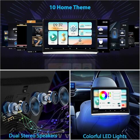 13.3 Inch 2G+32G Android 11 Car Headrest Video Player,Rear Seat Car TV with 4K IPS Touch Screen Monitor,Car Headrest Screen Support Phone Wireless Connection Mirror Link, HDMI in+Out/Bluetooth/FM/USB in Saudi Arabia