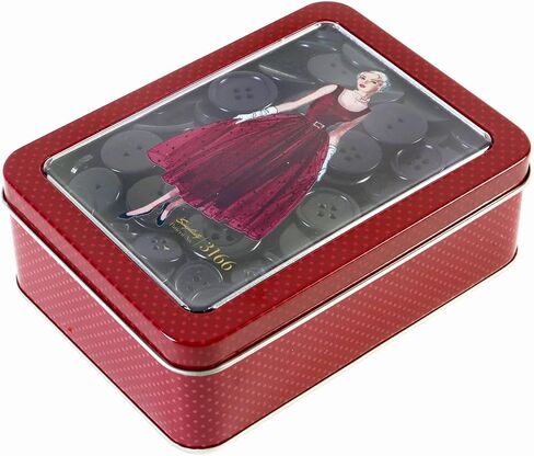 Simplicity Vintage 170001776 Retro Sewing Pattern Artwork Button Tin with Assorted Buttons, Burgundy Red in Saudi Arabia