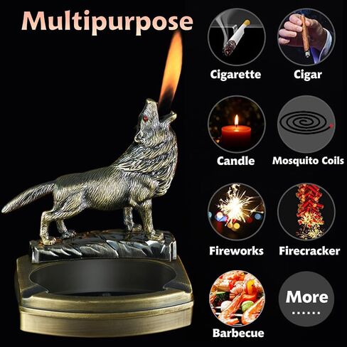 Torch Lighter, Creative Desktop Retro Dragon-Shaped Butane Lighter, Cool Vintage Gas Lighter, Adjustable Soft Flame Lighter, Refillable Butane Lighter for Tabletop Ornament Men Boyfriends Indoor in Saudi Arabia