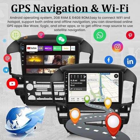 2+64G Android 13 Car Radio for Lexus RX300 / Toyota Harrier 1997-2003 - Wireless Apple Carplay and Android Auto - 9 Inch Touchscreen HiFi Audio - WiFi/GPS/Mirror Link/SWC + AHD Backup Camera in Saudi Arabia