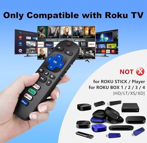 جهاز تحكم عن بعد بديل فقط لتلفزيون Roku، متوافق مع أجهزة التلفاز الذكية TCL Roku/Hisense Roku/Onn Roku/Sharp Roku/Element Roku/Westinghouse Roku/Philips Roku in Saudi Arabia