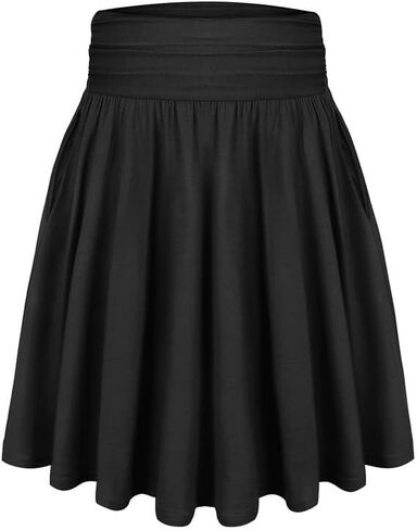 RITERA Plus Size Skirts for Women Knee Length Flowy Ruched Flowy Midi Skirt High Waisted with Pockets in Saudi Arabia