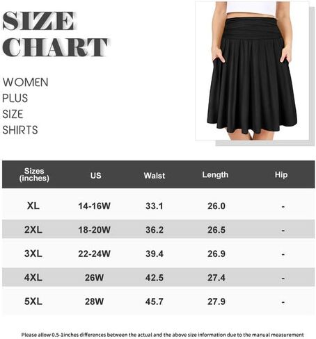 RITERA Plus Size Skirts for Women Knee Length Flowy Ruched Flowy Midi Skirt High Waisted with Pockets in Saudi Arabia