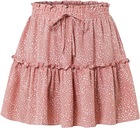 Women's Summer Pleated Layered Polka Dot Printed Cute Mini Skirt in Saudi Arabia