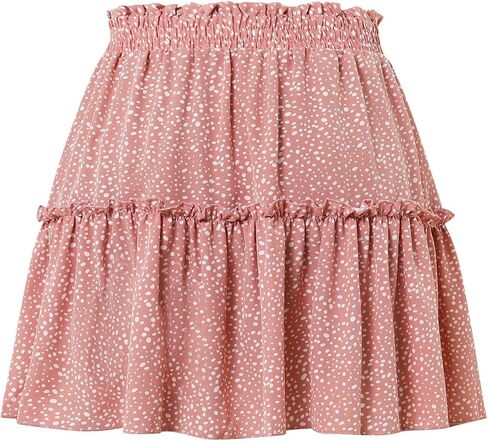 Women's Summer Pleated Layered Polka Dot Printed Cute Mini Skirt in Saudi Arabia