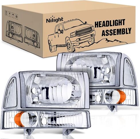Nilight Headlight Assembly Replacement 1999 2000 2001 2002 2003 2004 F250 F350 F450 F550 Super Duty Black Housing Amber Corner Clear Lens,Headlights Assembly,4 Pack in Saudi Arabia