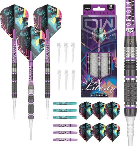 DW Liberty 90% Tungsten Soft Tip Darts, Precision Balanced, Accurate and Durable - Perfect for Professional and Recreational Players in Saudi Arabia