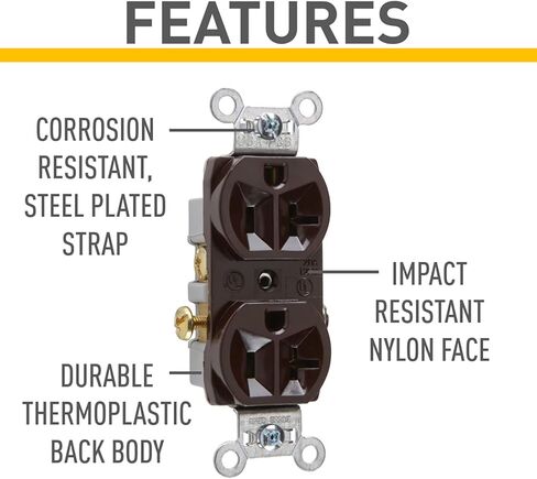 Legrand Pass & Seymour CR15WCC12 15 Amp Commercial Specification Grade Duplex Receptacle Outlet, Side Wire, White (1 Count) in Kuwait