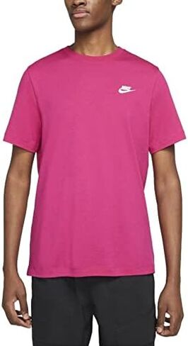 Nike Men's Sportswear Club T-Shirt (Fireberry/White, Large) in Saudi Arabia