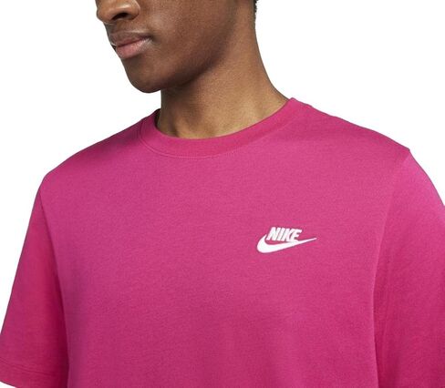 Nike Men's Sportswear Club T-Shirt (Fireberry/White, Large) in Saudi Arabia