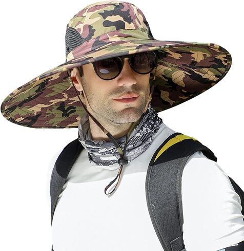 Peicees Super Wide Brim Sun Hat Men Women Fishing Bucket Hat Safari Cowboy Hat in Saudi Arabia