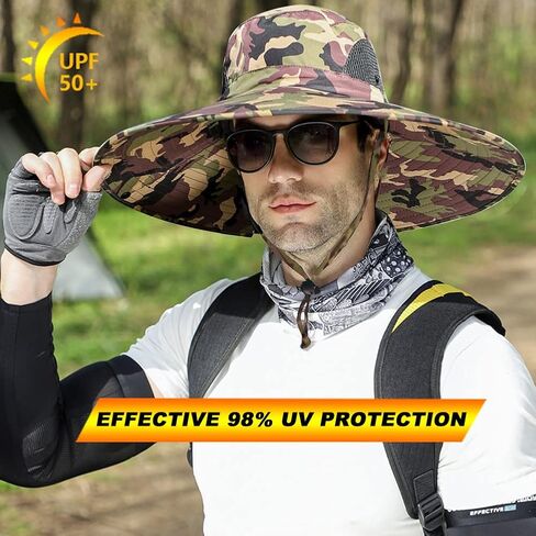 Peicees Super Wide Brim Sun Hat Men Women Fishing Bucket Hat Safari Cowboy Hat in Saudi Arabia