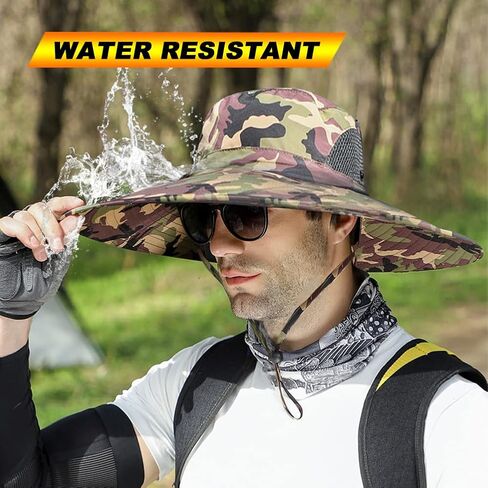 Peicees Super Wide Brim Sun Hat Men Women Fishing Bucket Hat Safari Cowboy Hat in Saudi Arabia