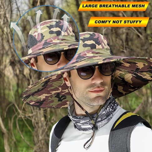 Peicees Super Wide Brim Sun Hat Men Women Fishing Bucket Hat Safari Cowboy Hat in Saudi Arabia