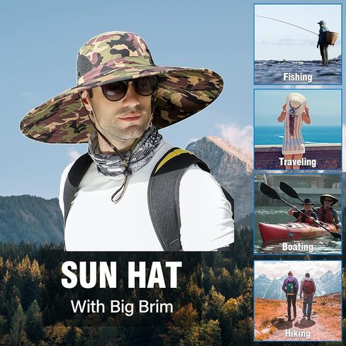 Peicees Super Wide Brim Sun Hat Men Women Fishing Bucket Hat Safari Cowboy Hat in Saudi Arabia