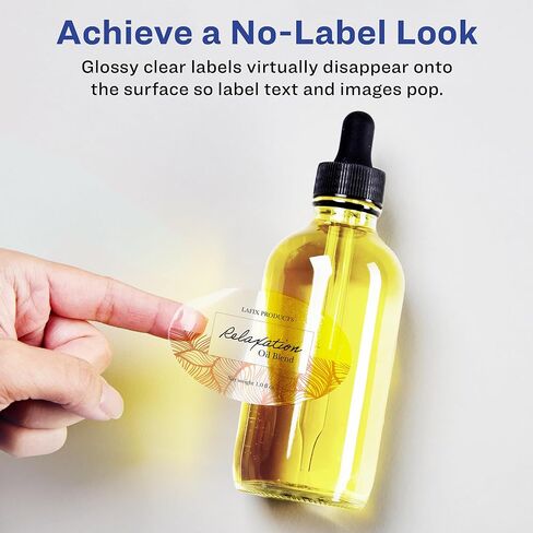 Avery Glossy Clear Oval Labels with Sure Feed, 1.5" x 3", 100 Glossy Clear Labels, Print-to-The-Edge, Laser/Inkjet Printable Labels in Saudi Arabia