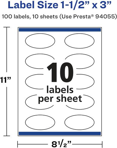 Avery Glossy Clear Oval Labels with Sure Feed, 1.5" x 3", 100 Glossy Clear Labels, Print-to-The-Edge, Laser/Inkjet Printable Labels in Saudi Arabia