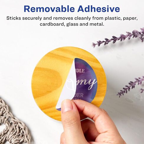Avery Matte White Removable Round Labels with Sure Feed Technology, Print-to-The-Edge, 2.5" Diameter, 135 Removable Labels, Laser/Inkjet Printable Labels in Saudi Arabia