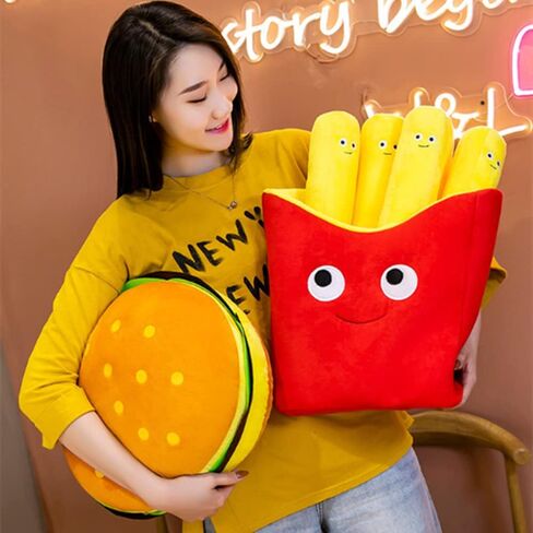 وسائد طعام من يودونج مقاس 19.6 بوصة، وسادة محشوة من القطيفة، قطيفة طعام قابلة للإزالة، رائعة لهدايا أعياد ميلاد الأطفال وديكور المنزل. (بطاطس مقلية) in Kuwait