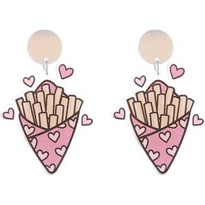 Funny Food Earrings For Women Girls Acrylic French Fries Cake Hamburger Dangle Earrings Lemon Juice Earrings Statement Jewelry Gifts