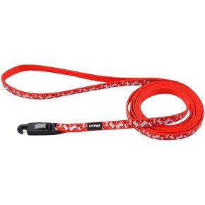 Coastal - Li’l Pals Reflective Leash - Extra-Narrow Width and E-Z Snap - Red with Reflective Bones and Triangles - 3/8" x 6’