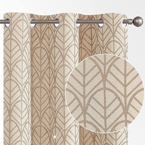 jinchan Light Filtering Curtains for Living Room Bedroom 84 inches Long Jacquard Curtain Farmhouse French Country Opaque Leaf Pattern Curtains White Grommet 2 Panels Window Curtains Drapes Set