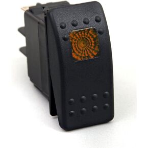 Daystar, Universal Rocker Switch with Amber Light, 20 Amp, Single Pole, KU80013, Made in America,Green