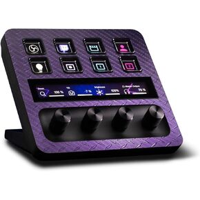 MightySkins Carbon Fiber Skin Compatible with Elgato Stream Deck + Purple Diamond Plate | Protective, Durable Textured Carbon Fiber Finish | Easy to Apply
