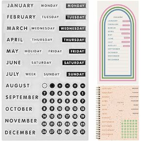 Words Calendar Week Month January December Monday Sunday Numbers Clear Stamps for Card Making Decoration and DIY Scrapbooking Stamps S5 in Kuwait