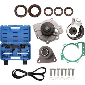 Engine Timing Belt Water Pump Kit + Camshaft Timing Locking Tool Kit Fits for 3887615 Engine, Fits for Volvo C70 S40 S60 S70 S80 V40 V70 XC70 XC90 1.9L/2.3L/2.4L/2.5L, 30751700 30638277 9995452