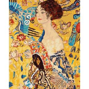 Wowdecor Paint by Number Kits for Adults Beginner, DIY Number Painting Lady with a Fan by Gustav Klimt Famous Paintings 40x50 cm Wall Art Decor (Framed)