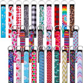 30 Pieces Neoprene Wristlet Keychain bulk Lanyard Hand Wrist Strap Keychain for Women