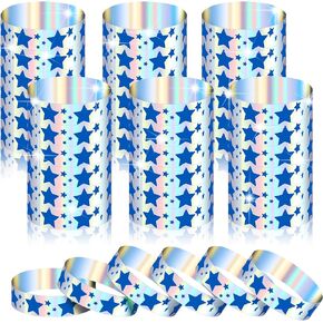 Glenmal 500 Pcs Wristbands for Event Graduation Neon Star Wristbands Bulk for Events Plastic Waterproof Carnival Arm Bands Adhesive Hand Bracelet for Wedding Party(Red)