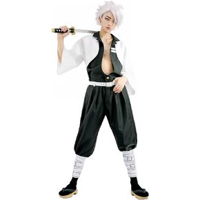 C-ZOFEK Men's Anime Cosplay Costume Green Suit with White Coat and Belt