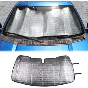 JWWY for F150 Windshield Sunshade Window Sun Shade Sun Visor for 2015-2021 Ford F150 250 350 Foldable Sun Shield Upgrade Reflective Polyester Cover Block Heat and Block UV Rays
