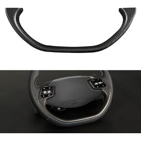 Real Carbon Fiber Steering Wheel Cover with Red Marker for KIA EV6 GT GTLINE (2021-2024) Dry Carbon Fiber Steering Wheel Panel Cap (2pcs Bright Black red Marker)