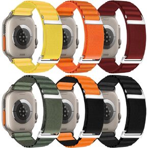 10 Pack Alpine Loop Compatible with Apple Ultra Band 49mm Women Men, Adjustable Sport Nylon Sport Loop Replacement Strap with C-Hook for iWatch Ultra 2 Series