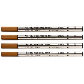 Schmidt 5888 Writing Fine Tip Point (0.6mm) Black Ink Metal Tube Stainless Steel Tip Safety Ceramic Roller Ball Refill - 4 Pack