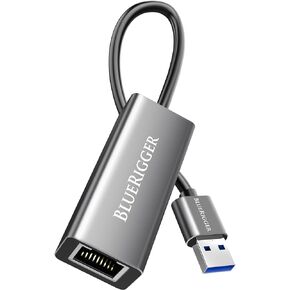 BlueRigger USB 3.0 to Ethernet Adapter (1000Mbps, Gigabit USB-A Ethernet Converter, RJ45 LAN Network Adapter) - Compatible with PC, Desktop, Laptop, Nintendo Switch Dock