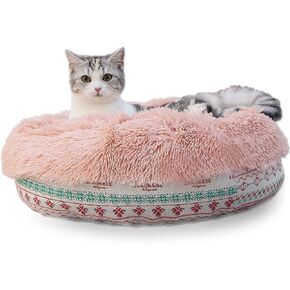 Puppy Beds for Small Dogs Washable19 Inches Pink Bohemian Style Deep Sleep Calming Pink Cute Dog Bed for Girls Beds for Pet Dog Beds Fits up to 10 lbs Pets Beds Machine Washable Dog Bed.