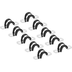 PATIKIL 0.24 inch/6mm Rigid Pipe Strap Clamp, 12 Pcs 304 Stainless Steel Two Hole U-shape Tube Clip Pipe Fasten Holder for Pipe Fixing