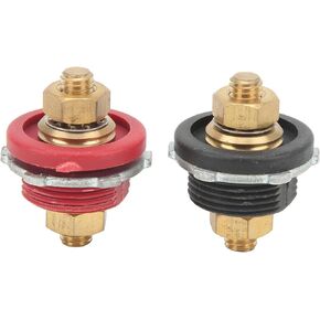2 Pcs 3/8In Thru Panel Battery Terminal Connector, Battery Terminal Stud 250A Positive Negative Junction Stud Post Replacement For Cars Rvs Ships Yachts