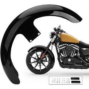19 inches Upgraded version Mudguard Front Mudguard, Wheels Wrap Front Mudguard Fit for Harley Touring Road King Road Glide Electra Glide Street Glide (bright black A)