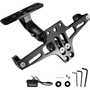 Sutekus Motorcycle License Plate Bracket License Plate Holder Mount Fender Eliminator Kit includes Plate Holder LED Light and Wrenches